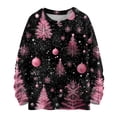 thumbnail image 1 of WTOBBY Christmas Themed Women's Knit Sweater Top, Long Sleeve Round Neck Printed Pullover, Casual Holiday Fashion Wear for Seasonal Outfits,Black M, 1 of 6