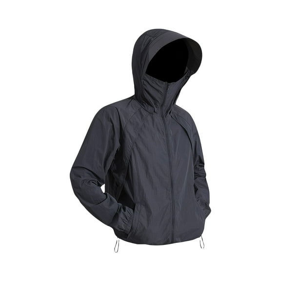 WTOBBY Couple Matching Sun Protective Skin Jacket for Men and Women, Summer Lightweight Breathable Anti-UV UPF 50  Outdoor Sports Wear with Quick-Dry Fabric ,Black XS