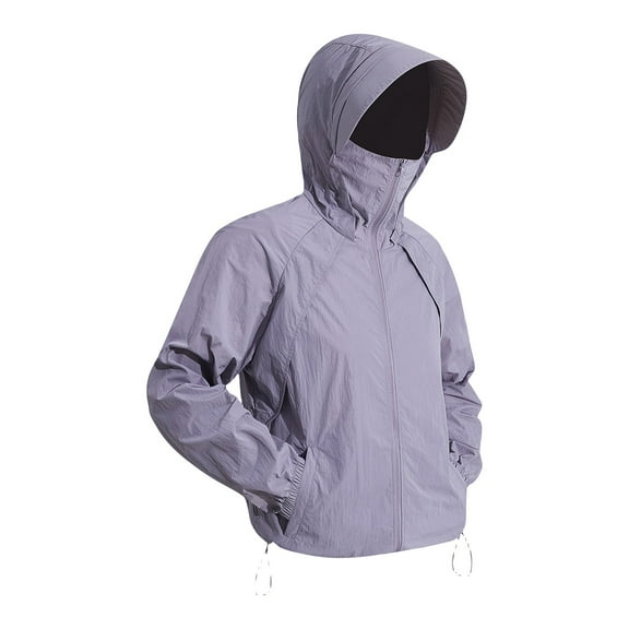 WTOBBY Couple Matching Sun Protective Skin Jacket for Men and Women, Summer Lightweight Breathable Anti-UV UPF 50  Outdoor Sports Wear with Quick-Dry Fabric ,Purple XL