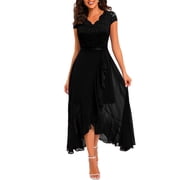 black lace dress walmart /// Black Womens Lace Mini Dress Long Sleeve High Neck See-Through Cocktail Party Dress, Women's, Size: Medium
