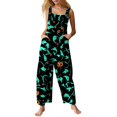 thumbnail image 1 of WTOBBY Halloween Themed Women's Casual Jumpsuit in Sleeveless Cotton Design, Printed for Style, Comfortable Loose Fit Perfect for Daily Activities,TurquoiseL, 1 of 7