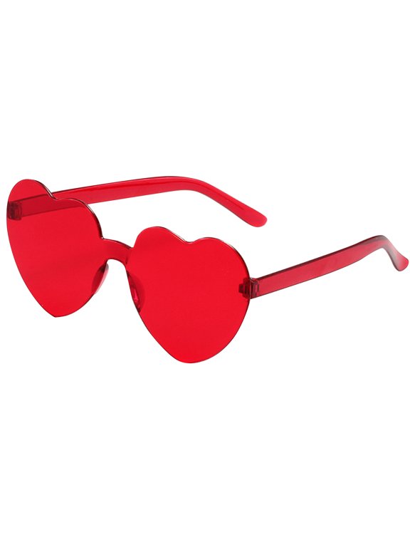 Heart-Shaped Sunglasses for Valentine's Day, Party Wedding Birthday Costume Accessory, Novelty Holiday Celebration Decor Prop Glasses,Red