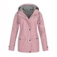 thumbnail image 1 of WTOBBY Jacket Women Plus Size Packable Lightweight Waterproof Raincoats With Hood for Winter Coat, Ideal for Outdoor Sports and Sun Protection,Pink XL, 1 of 5