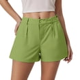 thumbnail image 1 of WTOBBY Ladies' Casual High Waist Suit Shorts with Slimming Effect, Versatile Solid Color Loose Fit for Fashionable Office or Everyday Summer Wear,Fluorescent Green 2XL, 1 of 5