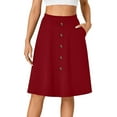 thumbnail image 1 of WTOBBY Ladies' Fashionable Casual High-waisted Button Front Skirt, Women's Tailored Office Daily Wear Skirt with Elegant Design and Comfort Fit,Red S, 1 of 4