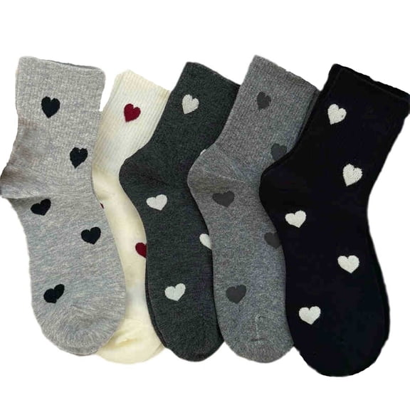 WTOBBY Ladies Knit Mid-Calf Boot Socks with Heart Designs, Cozy Stackable Cable Socks for Boots & Casual Wear, Winter Warm Socks, Non-Slip Comfort Everyday Socks,multicolor