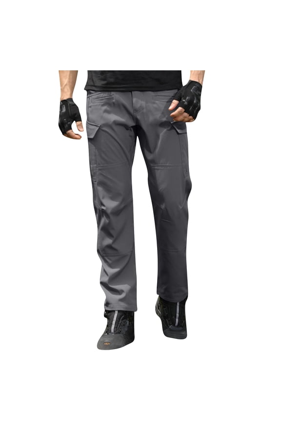 Men's 8-Pocket Quick-Dry Waterproof Hiking Cargo Pants Lightweight Outdoor Construction - Fishing Camping Work Trousers Performance Design Belt Not Included Quality,Gray XL