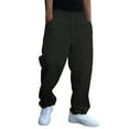 thumbnail image 1 of WTOBBY Men's Baggy Stacked Sweatpants, Wide Leg Flared Joggers with Drawstring Waist, Streetwear Style Lounge Pants with Pockets for Men,Black L, 1 of 6
