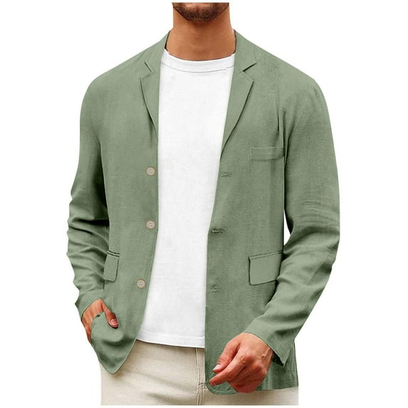 WTOBBY Men's British Style Single Breasted Casual Suit Jacket, Fashionable Youth Blazer for Business Office Wedding Party, Lightweight Stretch Comfort Fit,Light Green 3XL
