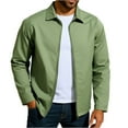 thumbnail image 1 of WTOBBY Men's Business Jacket with Lapel Zip, Solid Color Slim Fit Polyester Blend, Smart-Casual for Work and Commute, Lightweight and Durable for Professional Settings,Green M, 1 of 8