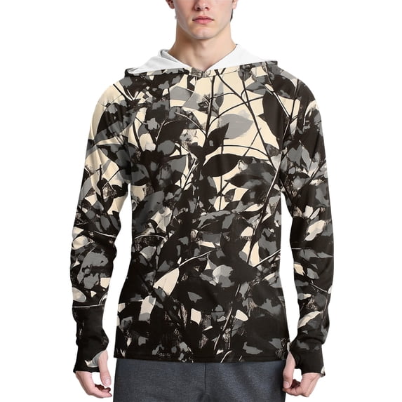 WTOBBY Men's Camouflage Fashion Hoodie with Long Sleeve SPF/UV Sun Protection, Protective Shirt for Outdoor Activities, Quick-Dry and Comfortable ,Beige L
