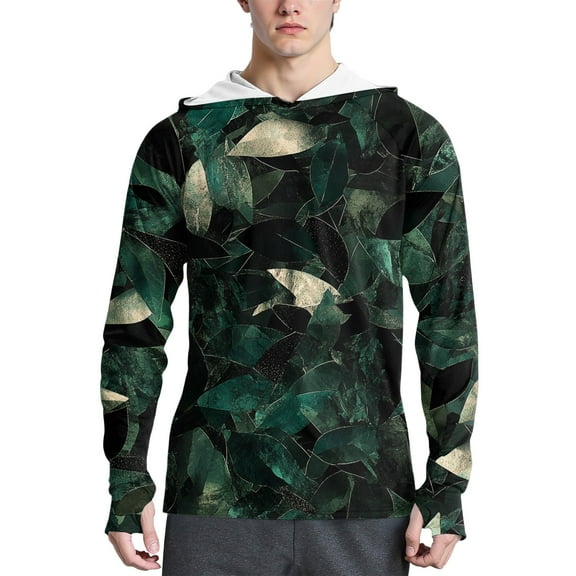 WTOBBY Men's Camouflage Fashion Hoodie with Long Sleeve SPF/UV Sun Protection, Protective Shirt for Outdoor Activities, Quick-Dry and Comfortable ,Rose Gold XL