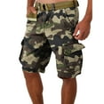 thumbnail image 1 of WTOBBY Men's Camouflage Work Shorts for Summer, Loose Casual Fit, Large Size with Multiple Pockets, 5-Inch Mid-Length, Belt-Free Comfort, Ideal for Outdoor Activities,Army Green L, 1 of 5
