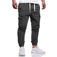 thumbnail image 1 of WTOBBY Men's Casual Comfortable Solid-color Cargo Pants, Sporty and Relaxed Fit Trousers with Functional Pockets, Ideal for Everyday Wear,Dark Gray M, 1 of 5