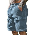 thumbnail image 1 of WTOBBY Men's Casual Corduroy Cargo Shorts, Solid Color Multi-Pocket Work Utility Shorts, Breathable and Functional for Summer Wear,Light Blue 3XL, 1 of 5