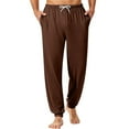 thumbnail image 1 of WTOBBY Men's Casual Drawstring Cuffed Pants with Pockets, Soft Home Sleepwear Lounge Pajama Bottoms for Relaxation, Comfortable Fit,Coffee L, 1 of 8