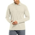 thumbnail image 1 of WTOBBY Men's Casual Golf Shirt with Raglan Long Sleeve, UPF 50+ Protection, and Lightweight Fabric for Comfortable Outdoor Use in Hot Weather ,Beige L, 1 of 7