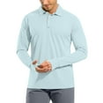 thumbnail image 1 of WTOBBY Men's Casual Golf Shirt with Raglan Long Sleeve, UPF 50+ Protection, and Lightweight Fabric for Comfortable Outdoor Use in Hot Weather ,Light Blue XL, 1 of 7