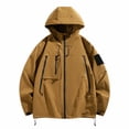 thumbnail image 1 of WTOBBY Men's Casual Hooded Workwear Jacket - Fashionable Versatile Design, Windproof Waterproof, Perfect for Outdoor Jobs, Daily Wear, and All-Purpose Use,Coffee L, 1 of 3