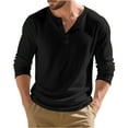 thumbnail image 1 of WTOBBY Men's Casual Long Sleeve Henley Shirt Three-Button Placket, Comfortable Solid Color, Fall and Winter T-Shirt for Daily Wear, Layering, and Relaxed Style,Black 3XL, 1 of 7