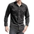 thumbnail image 1 of WTOBBY Men's Casual Long Sleeve Shirt Lapel Collar Button Front Pocket Classic Fit Breathable Cotton Blend Office Wear Business Casual Daily Top,Black 3XL, 1 of 8