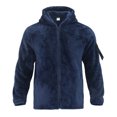 thumbnail image 1 of WTOBBY Men's Casual Loose Double-Faced Fleece Jacket, Solid Color Zipper Hooded Plush Warm Coat for Winter, Soft and Lightweight for Daily and Outdoor Activities,Navy 3XL, 1 of 5