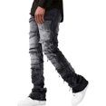 thumbnail image 1 of WTOBBY Men's Casual Mid-Rise Washed Retro Straight Slim Fashion Jeans, Distressed and Perforated Design for Stylish Wear, Comfortable Denim Trousers,Black L, 1 of 5