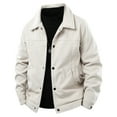 thumbnail image 1 of WTOBBY Men's Casual Multi-Pocket Corduroy Jacket, Zip Up Lapel Top, Vintage Style Workwear Outerwear for Daily Street Fashion,White M, 1 of 3