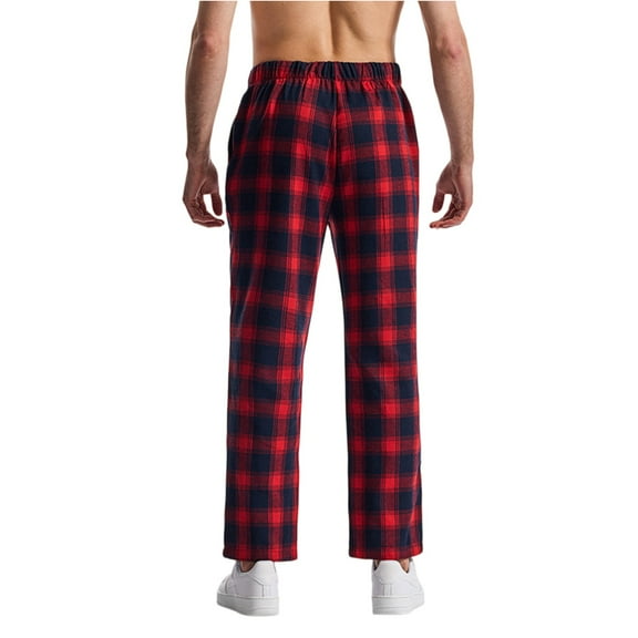 WTOBBY Men's Casual Plaid Loose Sports Pants, Fashionable Checkered Design with Elastic Waist for Comfortable Wear, Lightweight and Breathable for Gym Activities ,Wine 2XL