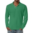 thumbnail image 1 of WTOBBY Men's Casual Retro Small V-Neck Long Sleeve Top in Solid Color, Vintage Inspired Design for Everyday Relaxed and Stylish Wear,Green 3XL, 1 of 6