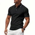 thumbnail image 1 of WTOBBY Men's Casual Short Sleeve Polo Shirt Breathable, Quick Dry Fabric, Business Casual Collared Shirt for Men, Lightweight Moisture Wicking Top for Everyday Wear,Black L, 1 of 8