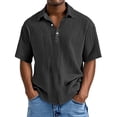 thumbnail image 1 of WTOBBY Men's Casual Short-Sleeve Shirt with Collar and Buttons Solid Color, Lightweight, Breathable, and Versatile Stylish Top for Men, Perfect for Business, Casual,Black XL, 1 of 6