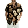 thumbnail image 1 of WTOBBY Men's Casual Short Sleeve Shirt Halloween Pumpkin Print Loose Fit Crew Neck Cotton Blend Daily Wear Breathable Party Graphic Tee Holiday Theme,Khaki XL, 1 of 6