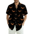 thumbnail image 1 of WTOBBY Men's Casual Short Sleeve Shirt Halloween Pumpkin Print Loose Fit Crew Neck Cotton Blend Daily Wear Breathable Party Graphic Tee Holiday Theme,Black L, 1 of 6