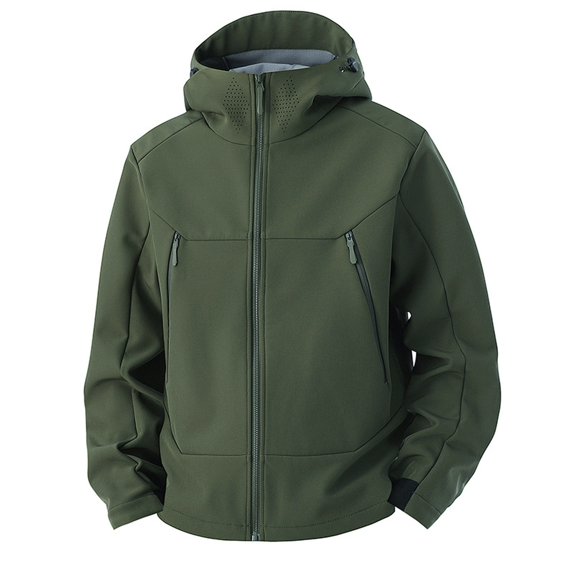 WTOBBY Men's Casual Sports Hooded Blazer Outerwear, Windproof and Waterproof Travel Mountaineering Jacket,for Hiking, Camping, and Daily Urban Wear,Army Green L