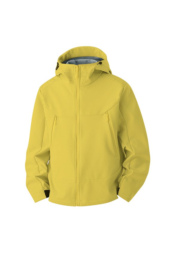 Men's Casual Sports Hooded Blazer Outerwear, Windproof and Waterproof Travel Mountaineering Jacket,for Hiking, Camping, and Daily Urban Wear,Yellow M