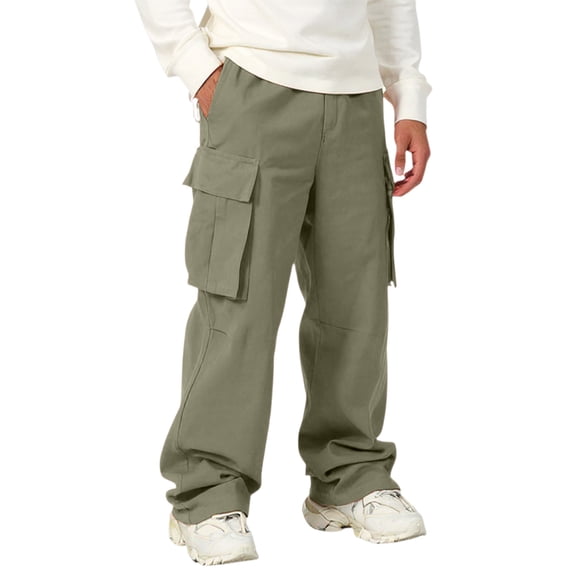 WTOBBY Men's Casual Sports Pants Loose Leggings Long Panel Fitness Running Training Trousers with Multiple Pockets Outdoor Work Pants,Light Green 2XL