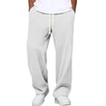 thumbnail image 1 of WTOBBY Men's Casual Waffle Knit Pants, Relaxed Fit with Elastic Waist and Drawstring for Daily Wear, Comfortable and Versatile for Lounge and Outdoor Activities,White L, 1 of 8