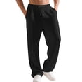 thumbnail image 1 of WTOBBY Men's Casual Waffle Knit Sports Pants, Solid Color Elastic Waist with Pockets, Comfortable Lounge Joggers for Men, Relaxed Fit,Black M, 1 of 8