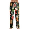 thumbnail image 1 of WTOBBY Men's Christmas Themed Anime Pajama Pants, Casual Sleepwear with Drawstring Elastic Waist, Comfortable Straight Leg Loose Fit for Home and Lounge,Dark Green M, 1 of 4