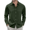 thumbnail image 1 of WTOBBY Men's Classic Button-Down Long Sleeve Shirt in Loose Fit, Timeless Design for Casual and Business Casual Occasions and Comfort,Army Green L, 1 of 7