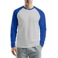 thumbnail image 1 of WTOBBY Men's Color Block Raglan Long Sleeve T-Shirt Top Casual Contrast Design Shirt for Men in Everyday Fashion and Comfort,Blue L, 1 of 6