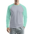 thumbnail image 1 of WTOBBY Men's Color Block Raglan Long Sleeve T-Shirt Top Casual Contrast Design Shirt for Men in Everyday Fashion and Comfort,Mint Green 2XL, 1 of 6