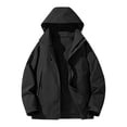 thumbnail image 1 of WTOBBY Men's Colorblock Outdoor Jacket, Unisex Loose Fit Hiking Camping Rain Coat, Windproof Water Resistant Mountaineering Jacket with Hood for Trekking Travel,Black XL, 1 of 4