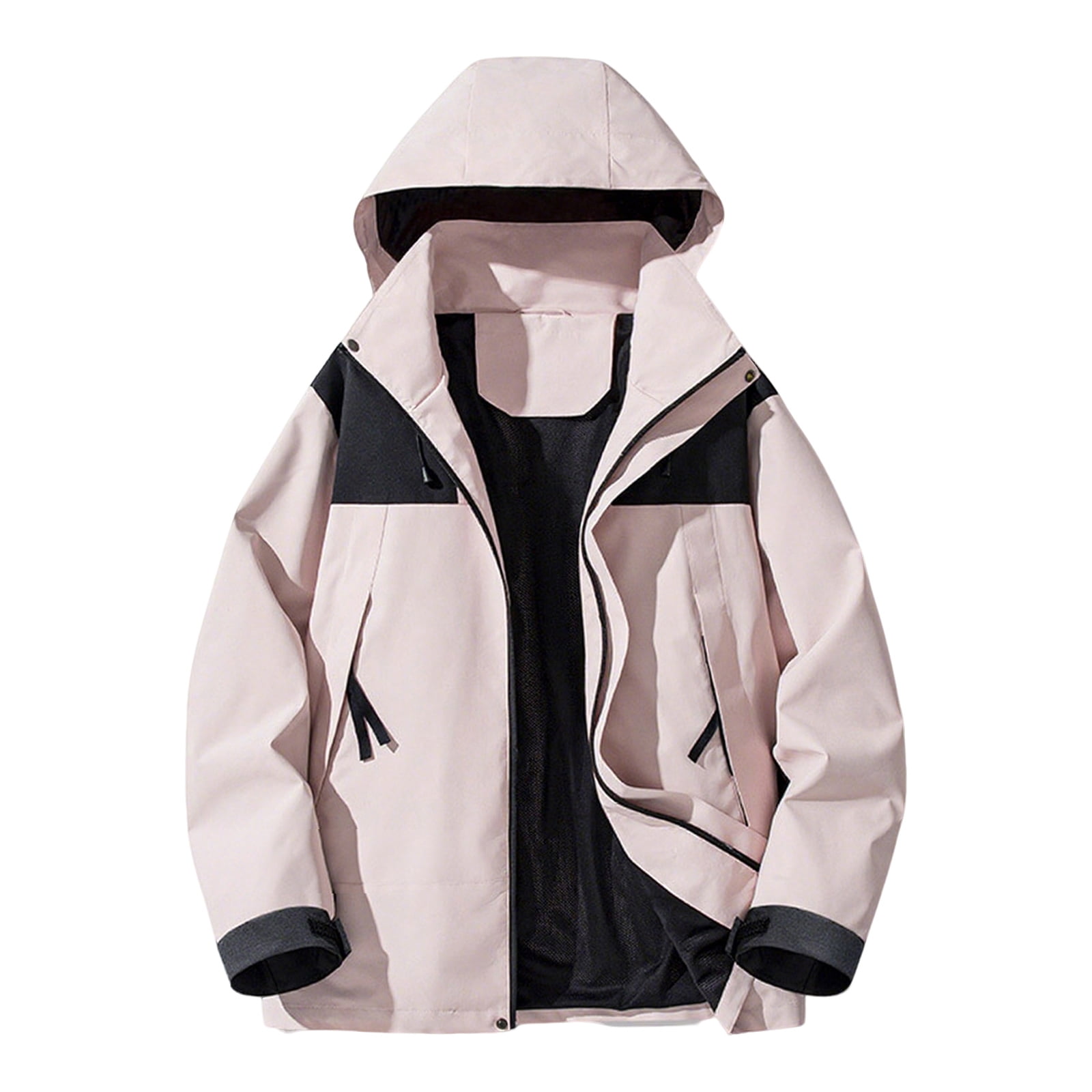 WTOBBY Men's Colorblock Outdoor Jacket, Unisex Loose Fit Hiking Camping ...