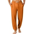 thumbnail image 1 of WTOBBY Men's Comfortable Home Sleep Drawstring Pocket Cuffed Casual Pants Soft Elastic Waist Lounge Men's Trousers,Saffron 2XL, 1 of 8