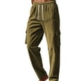 thumbnail image 1 of WTOBBY Men's Corduroy Casual Pants Loose Fit Wide Leg Work Trousers with Multi-Pockets - Four Seasons Lightweight Breathable Overalls Design for Comfort Daily Wear Activities,Khaki XL, 1 of 5