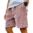 thumbnail image 1 of WTOBBY Men's Corduroy Fashion Casual Bermuda Shorts with Elastic Drawstring Waist, Contemporary Streetwear Design ,Pink 3XL, 1 of 5