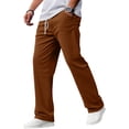 thumbnail image 1 of WTOBBY Men's Corduroy Pants Casual Lace-Up Loose Trousers for Daily Wear Comfortable Relaxed Fit Vintage Style Men's Pants,Brown 2XL, 1 of 8