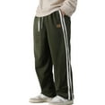 thumbnail image 1 of WTOBBY Men's Corduroy Ribbed Baggy Sweatpants with Side Stripes Wide Leg Cargo Pants Loose Fit Joggers Trousers Casual Trendy Men's Pants,Army Green L, 1 of 7